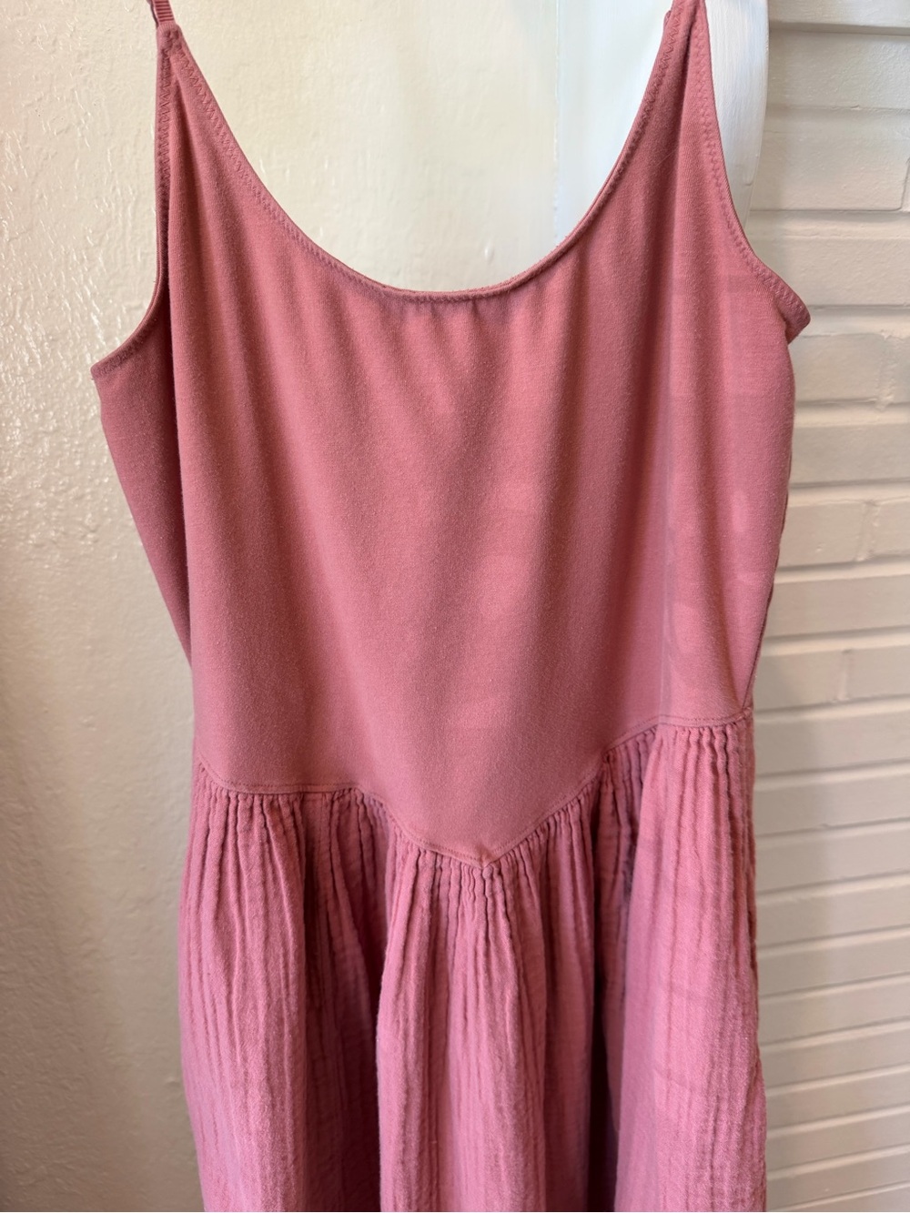 Aerie Dusty Rose Midi Maxi Dress Size Medium Boho Gauze Cotton Sleeveless - Picture 2 of 6
